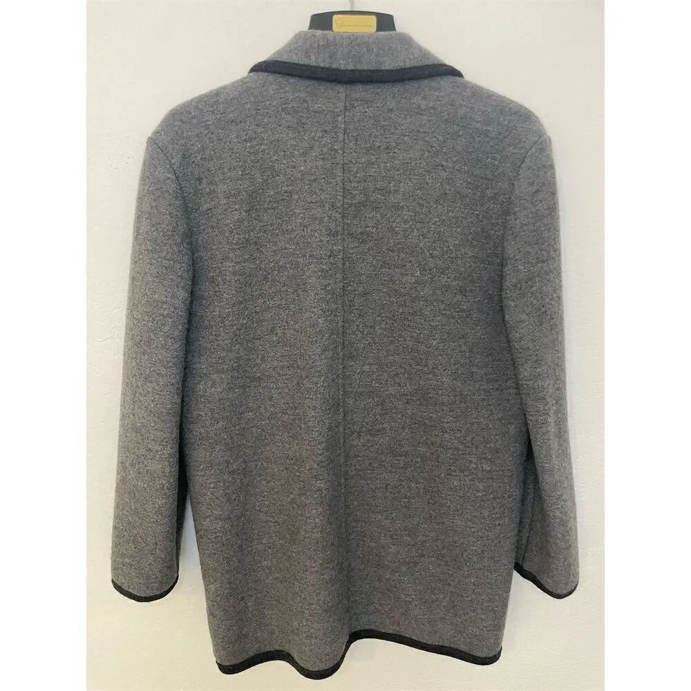 Geiger Women's Vintage Wool Jacket Gray Size 36 Mid-Length Button-Up - Picture 2 of 6